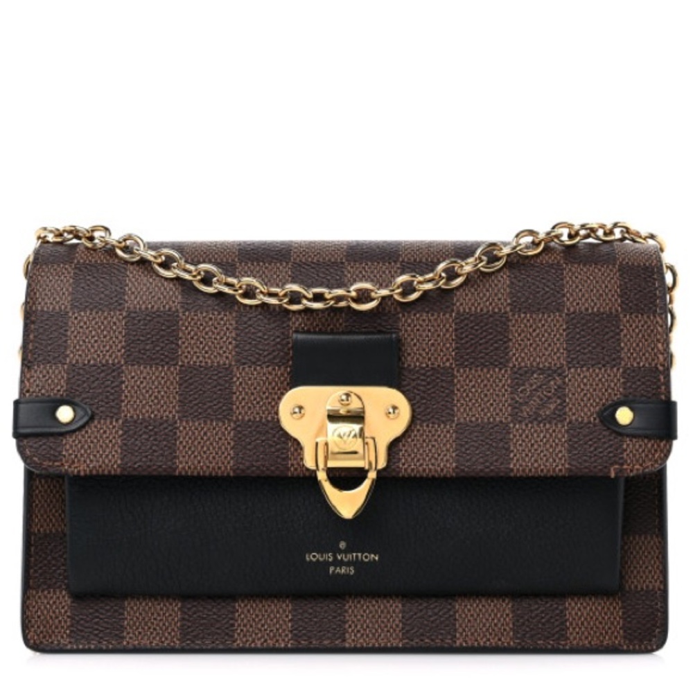 LOUIS VUITTON Damier Ebene Vavin Chain Wallet Black FULL INCLUSION